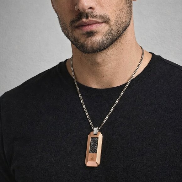 Bulova Men's Latin Grammy Round Box Link Chain Necklace